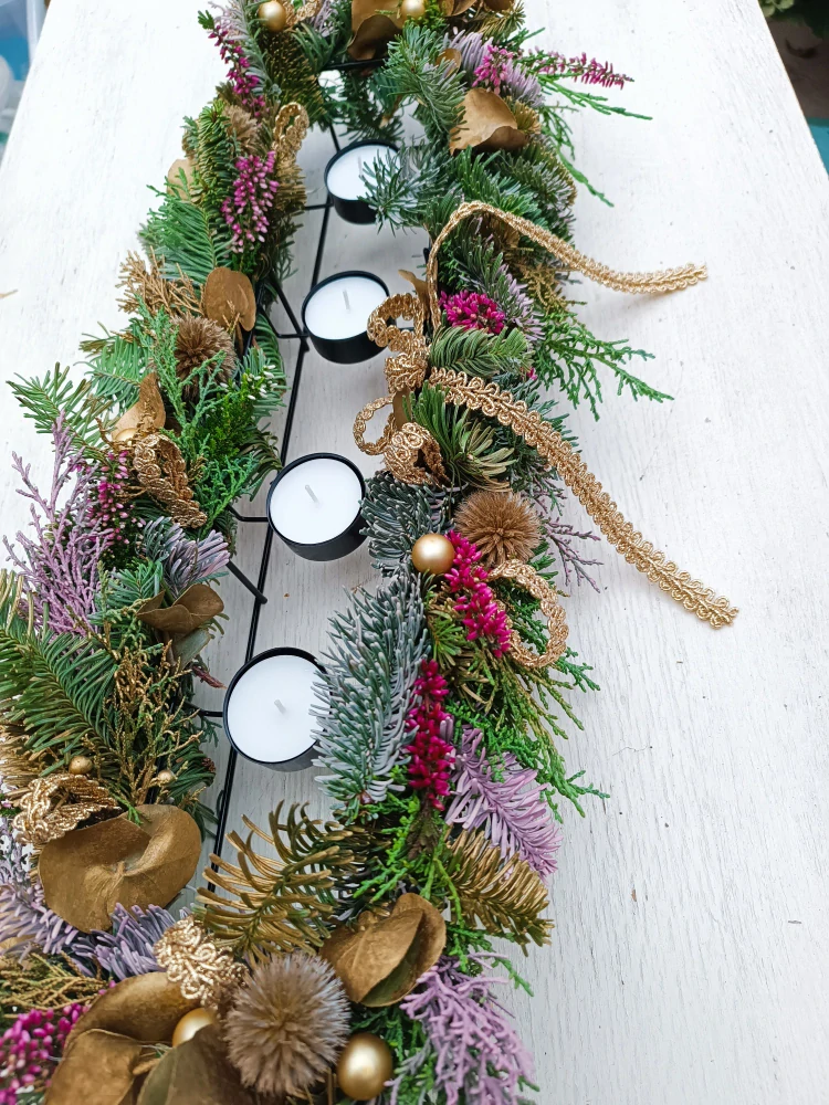 Dlouhý svícen na čajové svíčky, na přání 