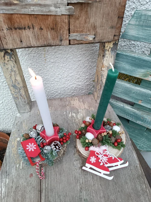 Vánoční svícen na kulatině 