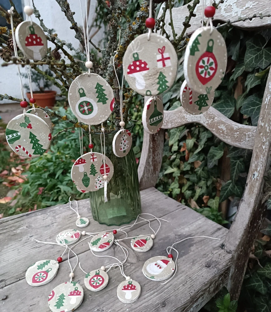 Dřevěná vánoční ozdoba / sada 5 ks