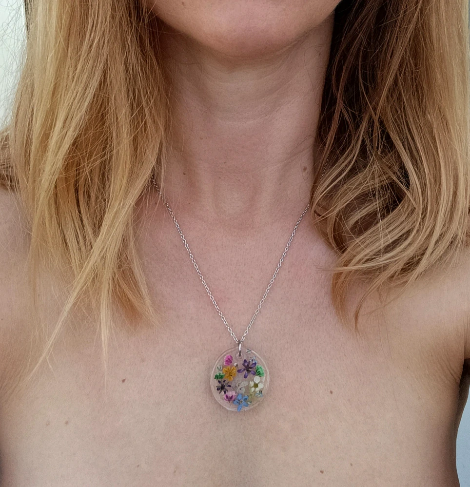 Nerezový řetízek k přívěskům s květy v pryskyřici