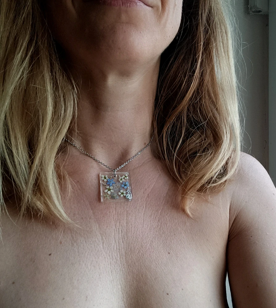 Nerezový řetízek k přívěskům s květy v pryskyřici