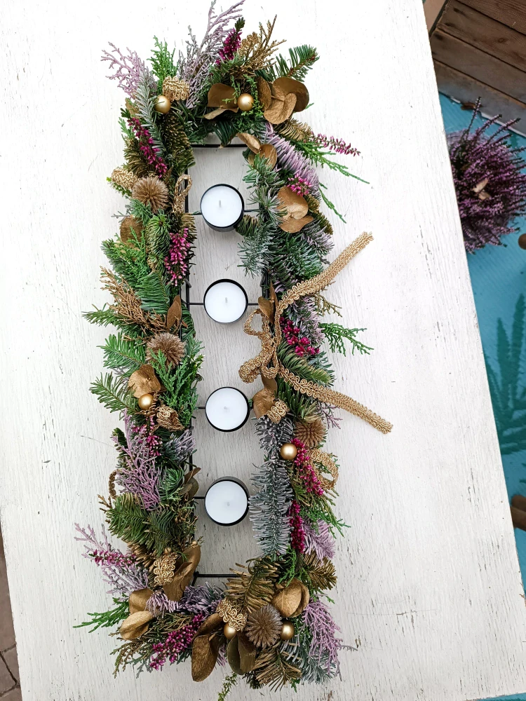 Dlouhý svícen na čajové svíčky, na přání 