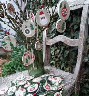 Dřevěná vánoční ozdoba / sada 5 ks